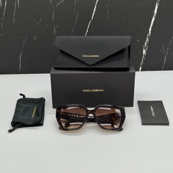 NEW DOLCE&GABBANA DG4438 502/13 WOMEN SUNGLASSES DG4438 50213 BROWN EYEWEAR - Picture 11 of 11